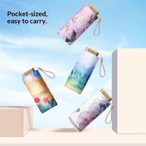 Sombrilla Manual <span class=keywords><strong>para</strong></span> Mujer con Diseño de Pintura al Óleo, Mango de Silicona, 6 Varillas, <span class=keywords><strong>para</strong></span> <span class=keywords><strong>Terraza</strong></span>, Uso en Días Soleados y Lluviosos, Protección UV - Product Image 3
