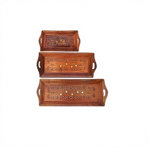 Ensemble de 3 plateaux de service de tailles différentes, forme rectangulaire, qualité exclusive, pour thé et café, au meilleur prix - Product Image 1