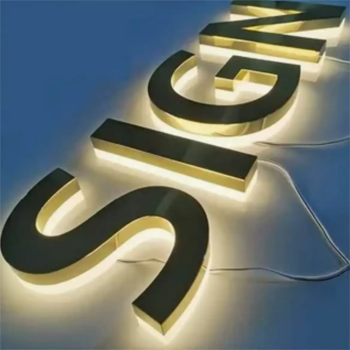 Letras backlit comerciais arquitetônicas personalizadas 3d led sinais acrílicos de aço inoxidável
