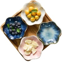 Assiette en céramique créative nordique en forme de feuille de lotus japonaise, petite assiette à fondue, plat à saveur, plat à collation et à sushi