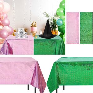 Nappe jetable thème Princesse Sorcière Arc-en-ciel Laser Rose Vert pour Fête d'Anniversaire Enfants – Ensemble de Décoration - Product Image 1