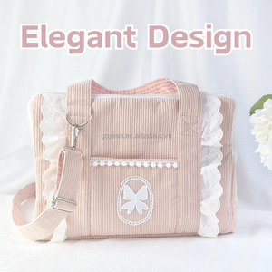 Sac de transport pour animaux de compagnie en velours côtelé de luxe, sac fourre-tout souple pour chat et chien avec poche - Product Image 2