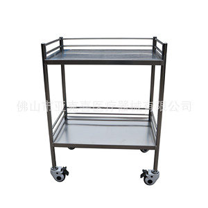 Stainless steel medical trolley, mobile treatment <b>cart</b>, <b>storage</b> rack for medical beauty salons, double-layer trolley, surgical - Product Image 1