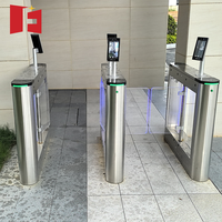 Tourniquet à battants avec système de contrôle d'accès RFID, barrière de tourniquet pivotante avec lecteur de carte, anti-tailgating, moteur sans balais
