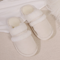 Chaussons en fourrure de lapin en stock pour l'exportation, doublure polaire épaisse, semelle antidérapante, pour intérieur