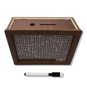 Wood Wooden Money Box <strong>Piggy</strong> <strong>Banks</strong> <strong>for</strong> <strong>Adults</strong> Paper Money Coin Savings Challenge Box with Counting Target Cash Vault - Product Image 1