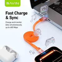 Câble USB Type C vers Type C BAVIN Excellent Portable Anti-emmêlement CB426 PD60W 3 couleurs avec aimant