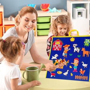 Pizarra de Fieltro de Doble Cara, Nueva de Fábrica, con Diseño de Animales de Dibujos Animados, para Aprender Historias, Juguete Educativo, 44x44cm, Cuadrada - Product Image 6