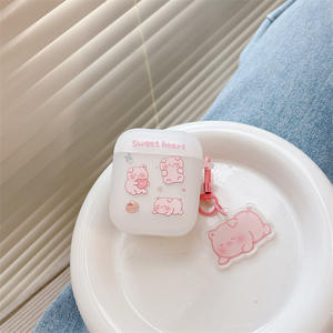 Pour <span class=keywords><strong>Airpods</strong></span> 1 2 3 Pro souple mat TPU mignon dessin animé rose <span class=keywords><strong>cochon</strong></span> porte-clés sans fil écouteur étui de protection - Product Image 5