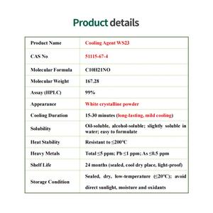 Agent de refroidissement longue durée WS-23, prix en gros, qualité alimentaire/cosmétique, agent de refroidissement pur en poudre WS-23 - Product Image 4
