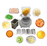 Râpe à fromage rotative à tambour électrique 3 en 1 Mandoline de cuisine Coupe-légumes/Trancheuse/Hachoir Broyeur d'aliments sûrs Fruits Acier PP