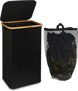 Cesto de Ropa Plegable de 100L, Ahorra Espacio, Mezcla de Algodón y Poliéster Oxford, con Ruedas y Bolsa de Lavado Extraíble - Product Image 1
