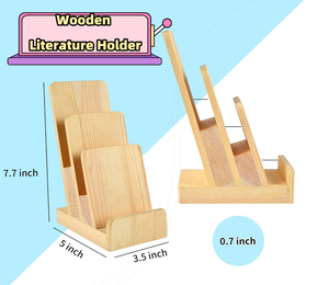 Haute qualité 2 pièces 3 niveaux pin bois <span class=keywords><strong>littérature</strong></span> titulaire bureau présentoir livre affichage pour Magazine brochure - Product Image 2