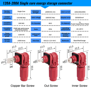 Conector de Cable de Alimentación Automotriz Diwei <span class=keywords><strong>SNT</strong></span> de 6mm/8mm/12mm, 1 Pin, Alto Voltaje 60A-350A, IP68, con Crimpado - Product Image 6