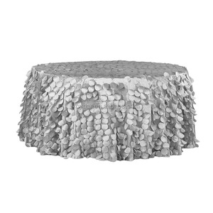 Nappe ronde élégante pour banquet Nappe de mariage en <span class=keywords><strong>taffetas</strong></span> à volants - Product Image 4