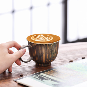 Kiln Changed Reactive Glaze Retro Style Ceramic <b>Latte</b> Art Coffee Mug for Afternoon Tea Home Office Daily Use - Product Image 3