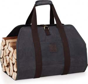 Free Sample Large Firewood Carrier <b>Bag</b> for Wood Stove Accessories Made of Heavy-duty Waxed Canvas Log Carrier Tote - Product Image 1