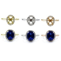 KOK Bijouterie fine personnalisée de bonne qualité en or blanc 18 carats avec diamant véritable forme ovale bagues de fiançailles pour femmes en livraison directe