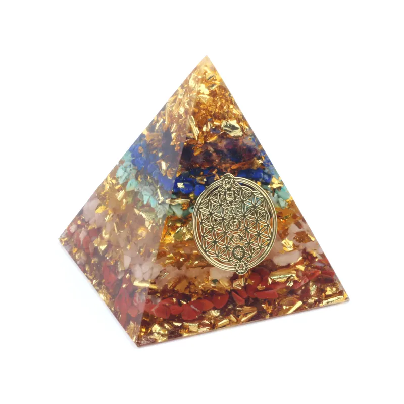 Puces en cristal naturel en résine, pyramide orgone, 2 pièces, thérapie personnalisée, cadeau pour thérapie de la fleur