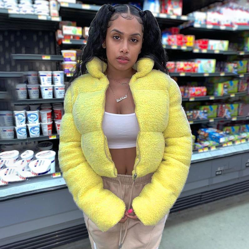 Autumn and winter women's new fashion solid color long sleeve short casual slim jacket women puff coat