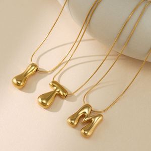 Collar <span class=keywords><strong>de</strong></span> Cadena <span class=keywords><strong>de</strong></span> Serpiente con Letras del Alfabeto Inglés <span class=keywords><strong>de</strong></span> la A a la Z, Chapado en Oro <span class=keywords><strong>de</strong></span> 18K, <span class=keywords><strong>de</strong></span> Acero Inoxidable, con Diseño <span class=keywords><strong>de</strong></span> Globo Burbuja, Joyería <span class=keywords><strong>de</strong></span> Temperamento - Product Image 1