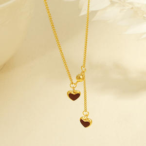 Collar Zhongzhe con Colgante de Doble Corazón Rojo, Acero Inoxidable 316L, Oro 18K, a la Moda, Resistente al Agua, Antideslustre, Joyería de Regalo - Product Image 3