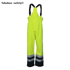 High Visibility Yellow Fire Proof Water Proof Bib Pants With Reflective Tape