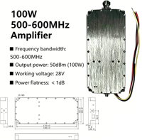 Amplificateurs de puissance RF 100W 500-600MHz, amplificateur GAN 50dBm 100W 500MHz 0.5GHz 0.6GHz, flatness de puissance <1dB, module PA sans fil 100W