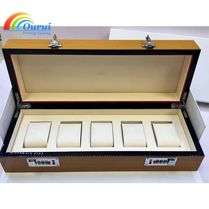5 Slots Green Glossy Wooden <b>Watch</b> Storage Box Double Combination Lock Luxury <b>Watch</b> Collection Display <b>Case</b> For Gift Packaging - Product Image 6