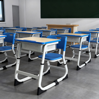 Ensemble pupitre et chaise d'école réglable en hauteur avec cadre métallique et tiroir pour salles de classe et salles d'étude du collège OEM/ODM
