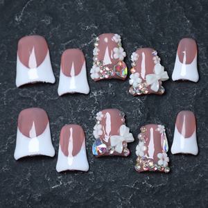 Faux ongles à presser faits main, couvrance totale, motif étoile et papillon, en acrylique de luxe, prix d'usine en gros - Product Image 1