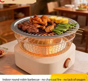 Электрическая сковорода-гриль YZQ-11 с регулировкой температуры, универсальная, для использования в помещении/на улице, бездымная, из нержавеющей стали, настольная, с защитой от перегрева - Product Image 4