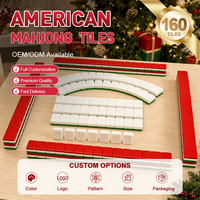 Set Permainan Mahjong Ukuran Penuh Desain Klasik 166 Ubin Akrilik dengan Ukiran Amerika