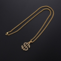 Colliers pendentifs en alliage Hip-Hop avec symbole du dollar américain, finition plaquée, tendance pour les cadeaux de la fête des pères et de Pâques
