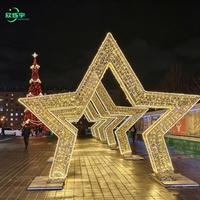 Kommerzieller Riesiger Outdoor Wasserdichter Maßgefertigter 3D LED-Bogen Tunnel Sternmotiv-Licht Weihnachtspark Landschafts-Feiertagsdekoration