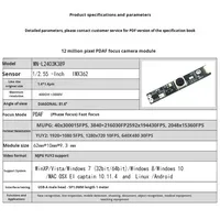 12004k K Hızlı Odaklama 12MP HD Kamera Modülü USB Sürücüsüz PDAF Endüstriyel Kamera IMX362 Dahili Mikrofonlu