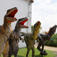Kostum Dinosaurus Velociraptor Robotik Ukuran Asli yang Dapat Disesuaikan, Rangka Logam Bersertifikasi CE untuk Taman Dalam Ruangan dan Pusat Perbelanjaan