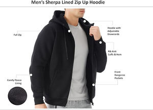 Felpa con Cappuccio Personalizzata da Uomo in Pile Pesante con Motivo Spider Stampato a Rilievo e Zip Intera - Product Image 3