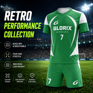 공장 고품질 맞춤형 프린트 레트로 축구복 속건 통기성 축구 세트 - Product Image 1