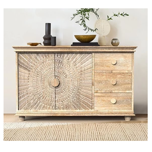 Buffet contemporain pleine grandeur avec sculptures Sunburst, construction solide, design élégant, finition durable - Product Image 5