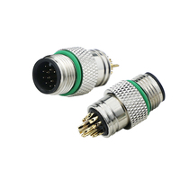 Connecteur M12 IP67 droit en métal à connexion par vis Fieldwire 2 3 4 5 6 7 8 9 10 11 12 13 14 15 16 17 broches mâle et femelle