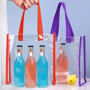 transparent PVC shopping bag custom logo packaging carry PVC shopping with handle