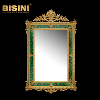 High End Villa Decor Pure Copper Classical Wall Mirror Living Room Background Gold Plated Brass Wall Mirror for Living Room