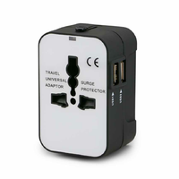 Adaptador de Viaje Universal con 2 Puertos USB, Cargador de Pared con Enchufe de Corriente Alterna para EE. UU. a UE, Reino Unido, Australia y Asia