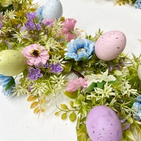 Kunstmatige wingerden paasgirlandes gemengde kleurrijke bloemen paasgirlandes voor voordeur en wanddecoratie thuis