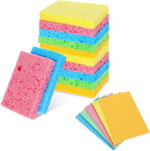 Éponges à vaisselle compostables en cellulose compressée, colorées, pour le lavage de la cuisine - Product Image 1