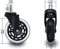 Roue de meuble de bureau en PU, 50/65/75/100/125mm, universel, avec tige tournante de frein