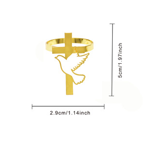 Rond de serviette de communion en métal plaqué or évidé Peace Pigeon Cross Shape Rond de serviette en forme de croix Vente en gros <span class=keywords><strong>pas</strong></span> <span class=keywords><strong>cher</strong></span> - Product Image 6
