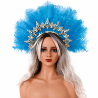 Couronne de plumes d'autruche pour spectacle de danse, déguisement de carnaval brésilien, Mardi Gras, concours de danse latine, spectacle de scène, défilé