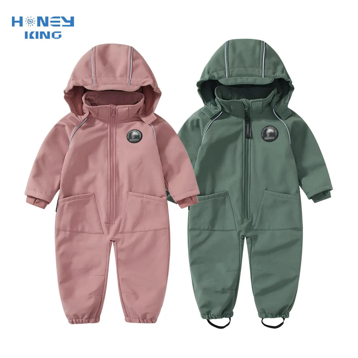 Outdoor Softshell Rompers Hooded Overalls Fashion Children's Clothing Fleece Waterproof Jumpsuit For Baby Boys And Girls